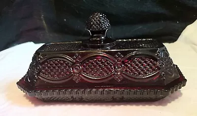  Vintage Avon CAPE COD RUBY RED 1876 Collection Covered Butter Dish • $19.99