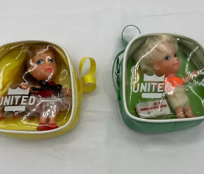 Little Kiddle Dolls Clones United Airline Bags Tiny Boy & Girl 1960s NOS New Two • $99.99