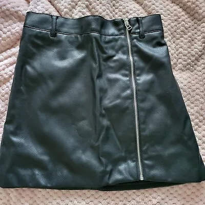 H&m Faux Leather Skirt With Side Zip Uk Size 12 Nwot • £12