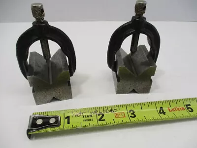 $32.97 • Buy Matched Pair (2) Smaller Double Vee Blocks, V Block W/ (2) Clamps, 1-1/2  L, VGC