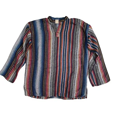 Vintage Striped Sweater Size: L. Long Sleeve  Nepal/Serape Style 100% Cotton • $58