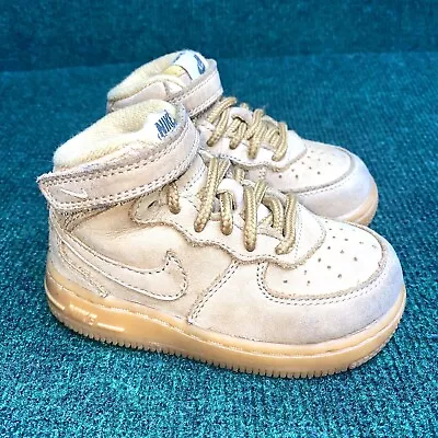 Nike Air Force 1 Mid Flax Wheat Toddler US Size 6c Sneakers Shoes AH0757-203 • $17.95