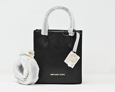 MICHAEL KORS MERCER Extra-Small N/S Shopper Crossbody Black Leather NWT $348 • $119