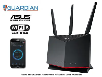 Asus RT-AX86S Fast WiFi6 AX5700 Smart VPN Router Inc 1 Year Nord VPN Installed • £358