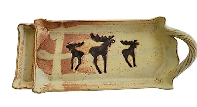 Moose Art Tray Pottery Stoneware Rustic Decor • $19.99