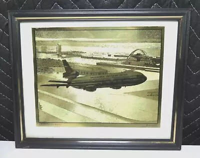 McDonnell Douglas DC-10 Airplane Gold Etching By R.G. Smith Vintage - Framed • $24.95