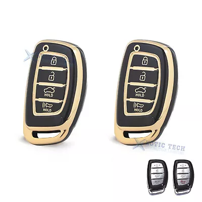 2Pcs Black Soft TPU Full Seal Smart Key Fob Holder For Hyundai Tucson Elantra • $15.97