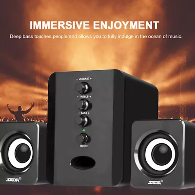 USB Computer Speakers System Stereo Bass Subwoofer LED For Desktop Laptop PC . • $21.99