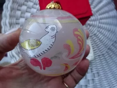 1990 Metropolitan Museum Of Art ? Inside Painted Fancy Scroll Bird Ball Ornament • $25