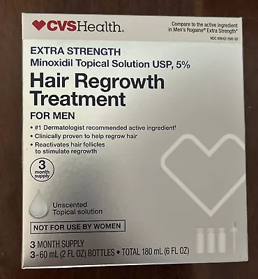 CVS Hair Regrowth Topical Solution Men 5% Minoxidil 3 Month Supply • $25