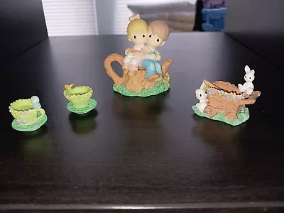 1997 Precious Moments  Enesco 312711 KIDS ON A TREE STUMP Mini Tea Set • $20