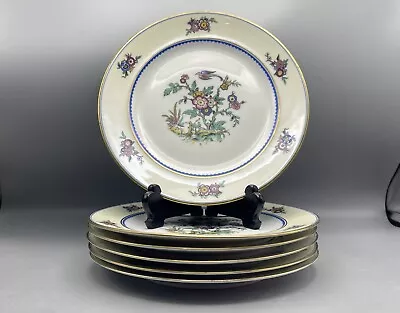 Antique Ahrenfeld Limoges Dinner Plates Indian Tree Bird Set Of 6 • $72