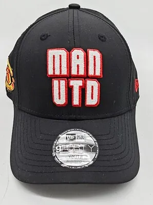 Youth New Era Black Manchester United Wordmark 9FORTY Adjustable Hat • $16