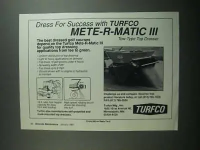 1991 Turfco Mete-R-Matic III Dressers Ad - Dress For Success With Turfco • $19.99