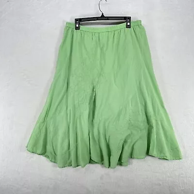 Metro Wear Skirt Womens 2X Green Floral Embroidered Elastic Waist Western Boho • $18