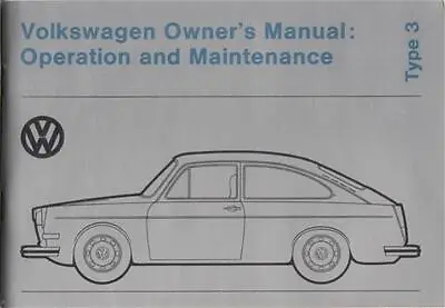 1973 VW Type 3 Owners Manual Volkswagen Fastback Squareback NOS Blank Owner Info • $39