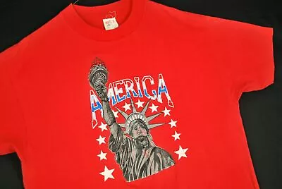 Vintage 80s Statue Of Liberty America USA Made T Shirt Soft Thin Hipster Indie L • $19.99