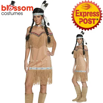 CA699 Indian Lady Pocahontas Native American Wild West Fancy Dress Party Costume • $70.45