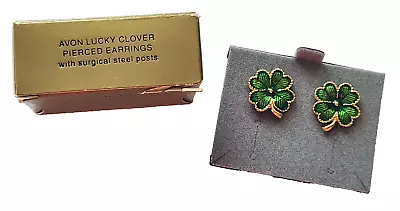 Avon EARRINGS St Patrick Vintage SHAMROCKS 1996 Enamel Irish Posts W/Box • $11.97