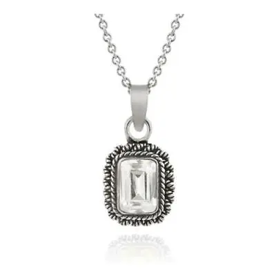 925 Silver CZ Emerald Cut Vintage Pendant 18  • $14.99