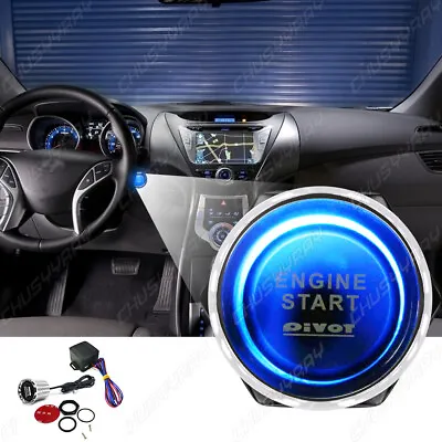 $11.04 • Buy 12V Racing Blue LED Engine Push Start Button Switch Ignition Starter Kit