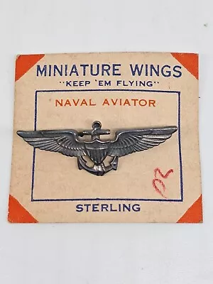 Vintage Sterling Silver Naval Aviator Pin - Miniature Wings • $65