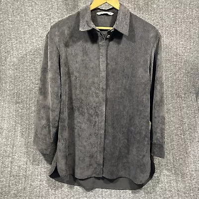 Zara Pinwale Corduroy Shirt XL/XXL OVERSIZED Button Up Charcoal Gray Big Baggy • $22.95