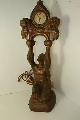 Vintage Art Nouveau/Deco Figural Lady Clock With Lights Needs Wiring • $75.99