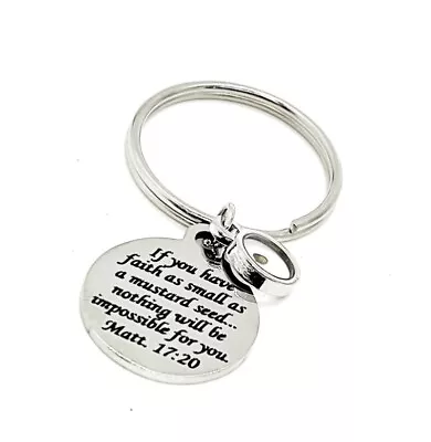 Mustard Seed Silvertone Keychain Mustard Seed Faith Matthew 17 20 Gift • $9.95