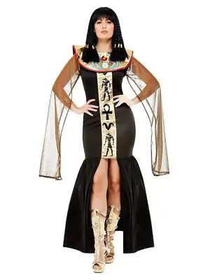 Adult Egyptian Queen Cleopatra Goddess Black And Gold Fancy Dress Costume • £12.84