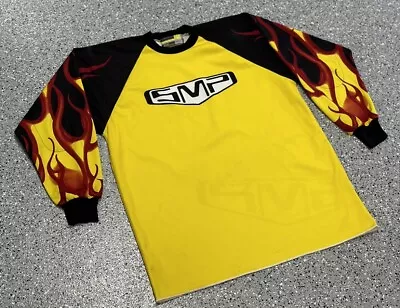 VTG 90s SMP Red Flames Dirt Bike Motocross Elbow Pad Long Sleeve Jersey Men’s M • $39.95