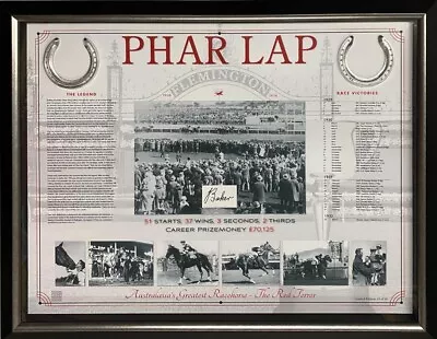 PHAR LAP Jack Baker Signed Flemington Melbourne Cup Montage Display FRAMED COA • $899