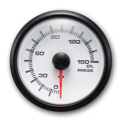 MGS 52mm 2-1/16  Electrical Oil Pressure Gauge 0 ~ 150 PSI White & Amber LED • $46.07