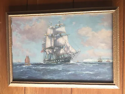 Vintage Ship Print - Framed - Early Original FRANK H MASON R.I. • $99.55
