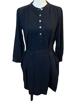 Gap Shirred Popover Denim Shirt Dress Black Wash Sz S • $29