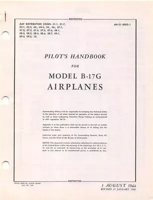 1946 Aaf Boeing B-17g Flying Fortress Pilots Flight Manual Handbook +extras-cd • $24.99