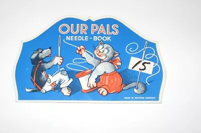 Vintage  OUR PALS  Dog & Cat Art Sewing Needle BOOK - Marked West Germany • $12