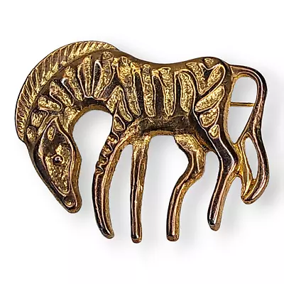 Vintage Gold Tone Costume Jewelry Zebra Brooch Pin • $34.95