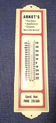 Vintage ARNOT'S Thermometer Conrad Montana Advertising Tin Metal 13” • $30