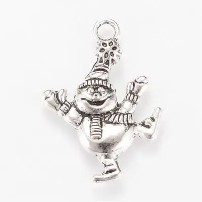 Tibetan Silver Charms Snowman Dancing 29mm X 21mm 10pcs X16 • £2.69