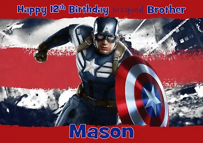 Captain America Personalised A5 Birthday Card - Any - AGE RELATION NAME • £2.95