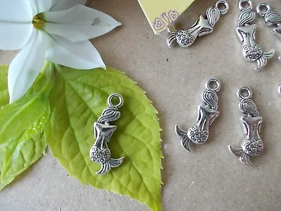 MERMAID Pack Of Silver Tibetan Metal CharmsPendantsSeaNauticalSummer • £3.10