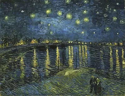 Oil Painting Repro Vincent Van Gogh STARRY NIGHT OVER THE RHONE • $199