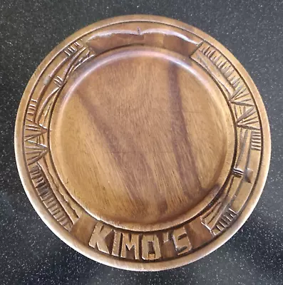 RARE VINTAGE 70s KIMO'S RESTAURANT LAHAINA MAUI HAWAII WOOD PLATE TIKI BAR WARE • $44