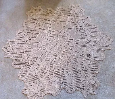 $23.80 • Buy Vintage Hand Crocheted Cotton Lace Tablecloth - 52  Dk. Beige- Daffodil Design