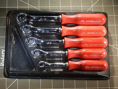Mac 5Pc BOPA SAE Red Comfort Grip Box Wrench Set 3/8  5/8  BOPA202 12Pt Tray • $259.99