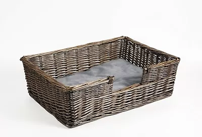 £32.99 • Buy Grey Natural Wicker Dog Bed With Cushion Pet Sofa Easy Access