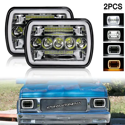2PCS For 82-93 Chevy S10 Blazer GMC S15 7X6  5X7  LED Headlights Halo DRL Hi-Lo • $39.99