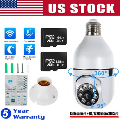 ✅Wireless Security 1080P IP E27 Light Bulb Camera Wi-Fi Smart Home+128GB SD CARD • $9.49