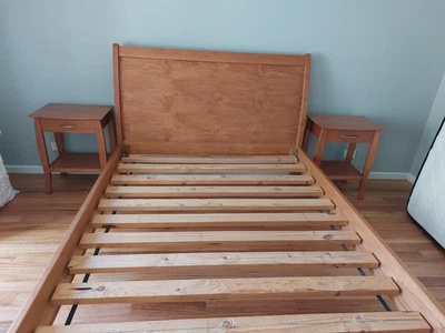 $47 • Buy Queen Size Timber Bed Frame Used With 2 Side Tables